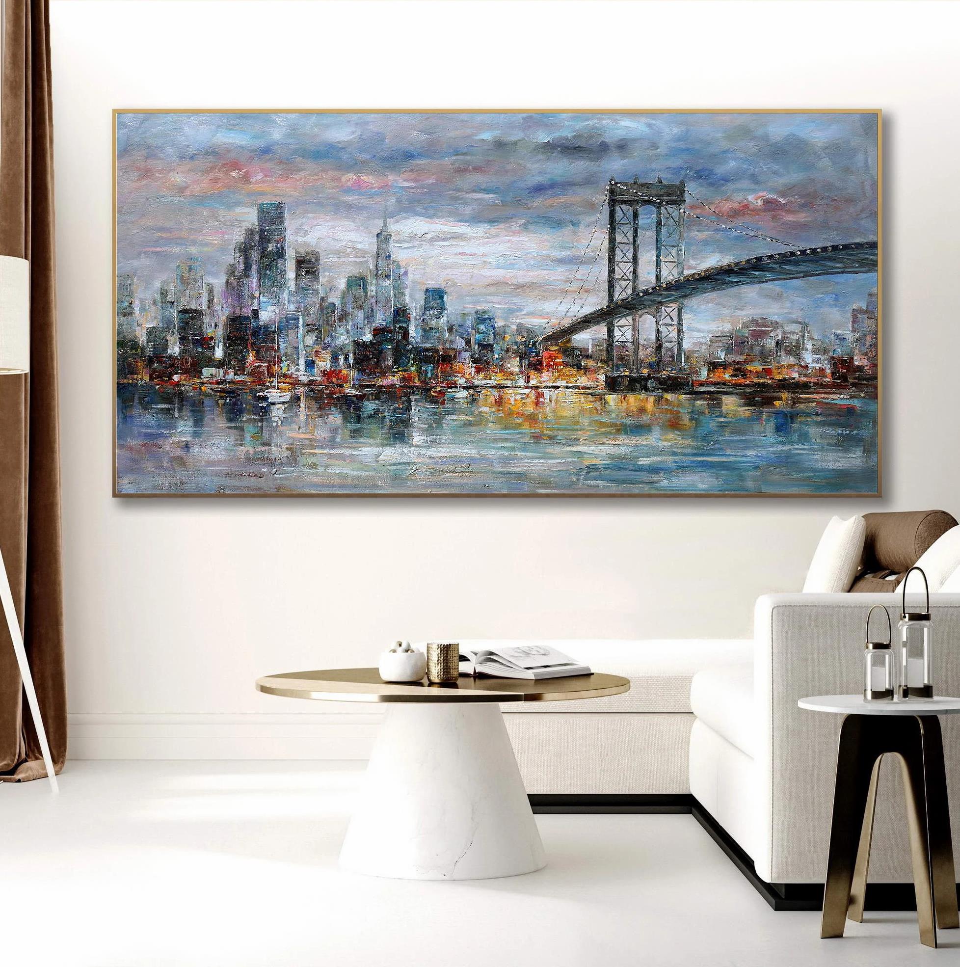 New York Manhattan Brooklyn Bridge NYC Skyline paysage urbain urbain Peintures à l'huile